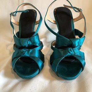Betsey Johnson Turquoise satin heels size 10